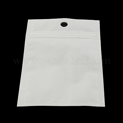 パールフィルムプラスチックジップロックバッグ  再封可能な包装袋  ハングホール付き  トップシール  セルフシールバッグ  長方形  ホワイト  13x8cm  インナー対策：9.5x7のCM OPP-R003-8x13-1
