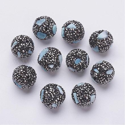 Round Handmade Polymer Clay Glass Rhinestone Beads RB-P014-30-1