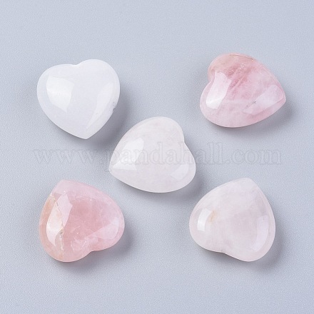 Натуральный розовый кварц / белый нефритовый камень любви в форме сердца G-L533-24-1