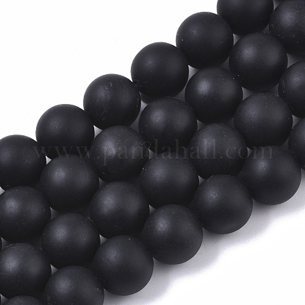 Brins noir de perles de pierre naturelle X-G-R193-01-10mm-1