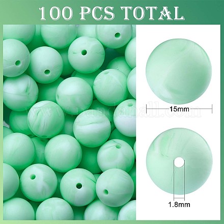 100Pcs Silicone Beads Round Rubber Bead 15MM Loose Spacer Beads for DIY Supplies Jewelry Keychain Making JX463A-1