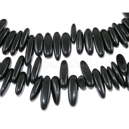 Natural Black Stone Chips Beads Strands X-G416-A15-1