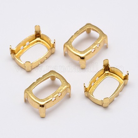 Rectangle Brass Sew on Prong Settings KK-N0084-A05-10x14G-1