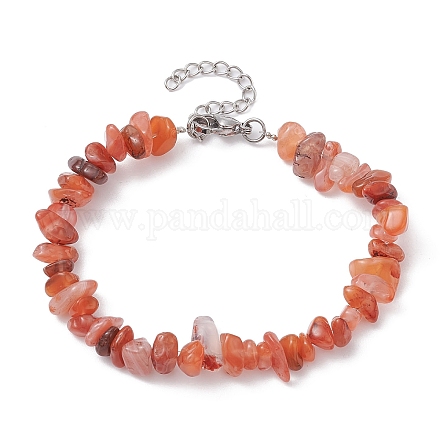 Bracelet perlé en copeaux d'agate naturelle BJEW-JB09686-09-1
