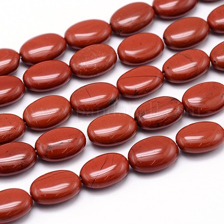Piane fili di perline ovali naturale diaspro rosso G-M206-25-1