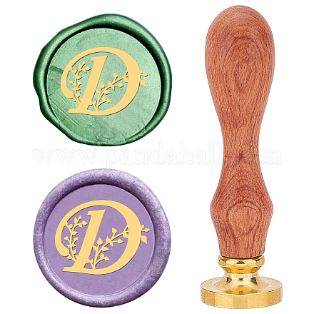 CRASPIRE Retro Alphabet Wax Seal Stamp Initials Flower Vintage 26 Letters D 25mm Removable Brass Head Wood Handle Sealing Wax Stamp for Envelope Invitation Embellishment Gift Decoration AJEW-WH0412-0118-1