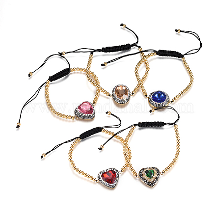 Bracelets tressés réglables en 304 acier inoxydable avec perles BJEW-L656-006G-1