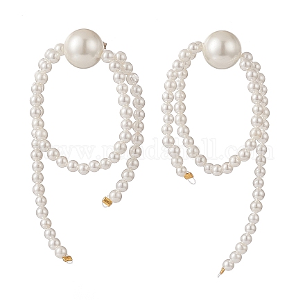 Aretes colgantes con borlas redondas y perlas de concha EJEW-TA00165-1