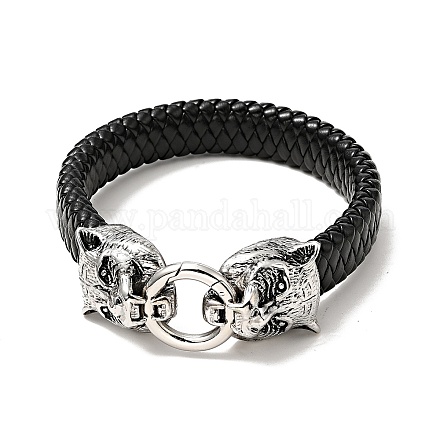 PU Imitation Leather Braided Cord Bracelet BJEW-E009-08AS-1