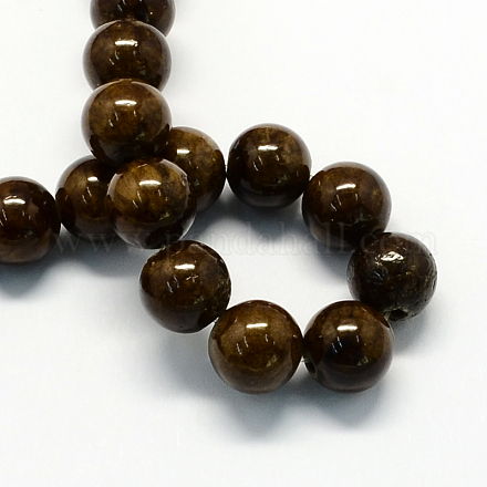 Chapelets de perles de pierres en jade jaune teinte G-R271-4mm-Y24-1