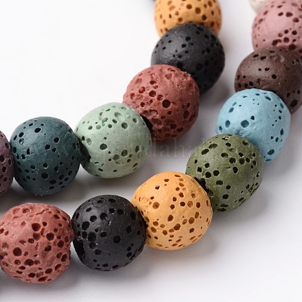Dyed Round Synthetic Lava Rock Beads Strands G-F259-09-10mm-1