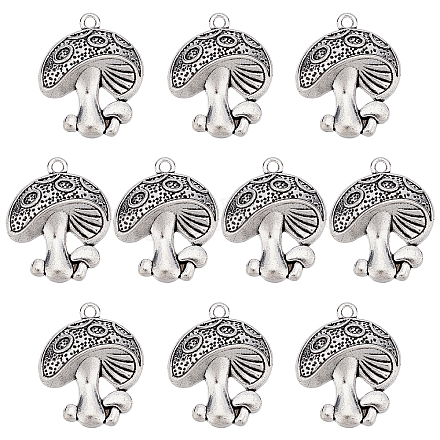SUNNYCLUE 1 Box 50 Pcs Antique Silver Mushroom Shape Pendents Bulk Plant Charms Tibetan Style Alloy Magic Witch Halloween Charms for Jewelry Making Charms Crafts Supplies Accessories Women Gift FIND-SC0002-85-1