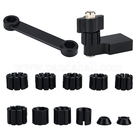 プラスチック製の標準リングサイザー測定キット  鉄製リングクランプ付き  ブラック  5.8x4.2x2.5cm TOOL-WH0140-04-1