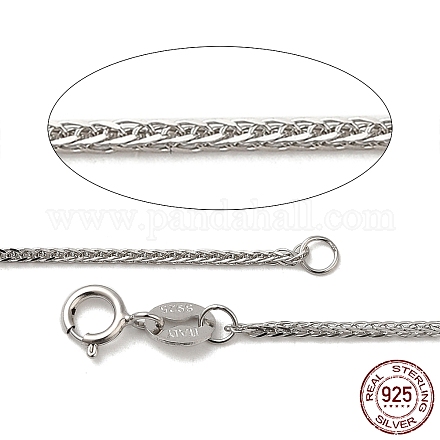 Collar de cadenas de trigo de plata de ley 925 chapada en rodio para mujer STER-I021-03A-P-1