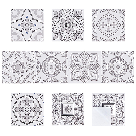 Adesivi decorativi per pavimento opaco mandala in pvc AJEW-WH0332-39-1