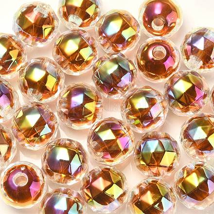 Perles acryliques irisées arc-en-ciel à placage uv bicolore TACR-D010-06F-1