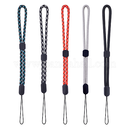 Gorgecraft 20 pièces 5 couleurs lanière en nylon à tricoter dragonne sangles de téléphone AJEW-GF0007-74-1