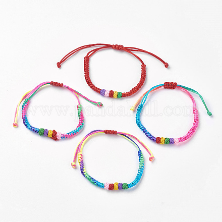 Handmade Rope Cotton Thread Braided Bead Bracelets BJEW-F360-H-1