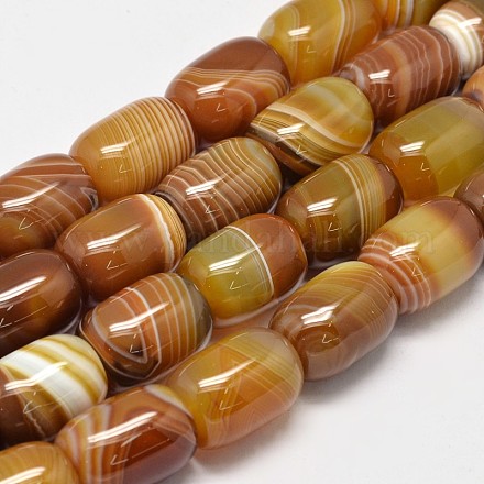 Barrel Natural Striped Agate/Banded Agate Bead Strands G-M257-20x15mm-14-1