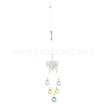 Decorazione lampadario colorato in ferro stellato ornamenti prisma pendenti HJEW-P012-03P-1