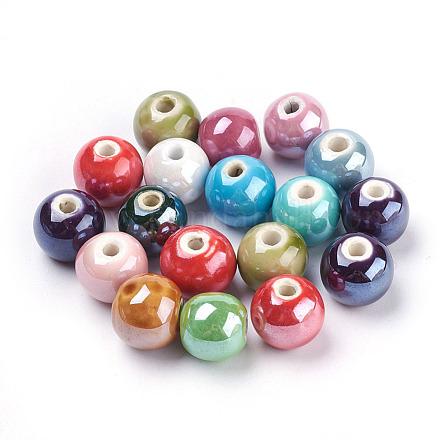 Perles en porcelaine manuelles X-PORC-D001-14mm-M-1