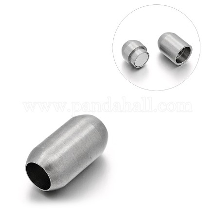 Matte 304 Stainless Steel Barrel Magnetic Clasps X-STAS-E089-06C-1