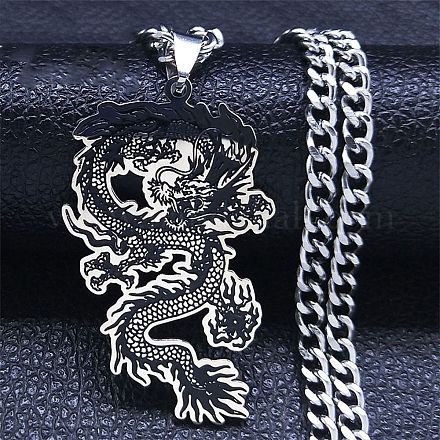 304 collares con colgante de esmalte de acero inoxidable para mujeres y hombres. NJEW-G123-09P-1