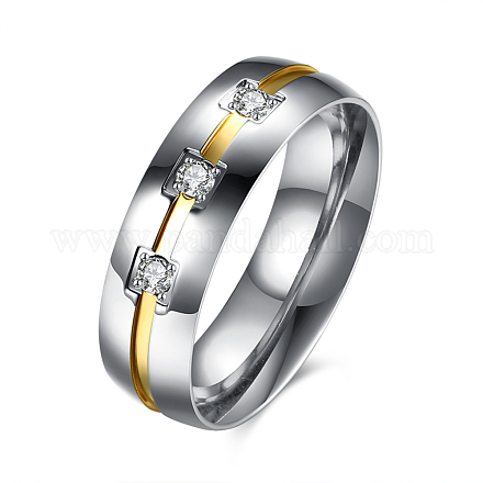 Diseño simple de titanio de acero de rhinestone anillos de banda ancha RJEW-BB15698-10GP-1