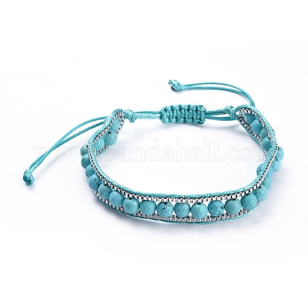 (Jewelry Parties Factory Sale)Adjustable Synthetic Turquoise Braided Bead Bracelets BJEW-JB04387-07-1