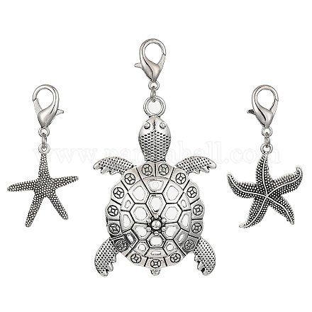 Starfish & Tortoise Alloy Pendant Decorations HJEW-JM01368-1