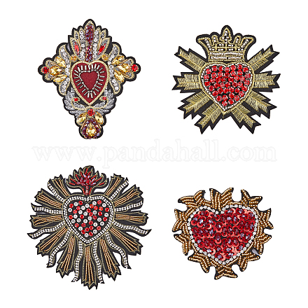 HOBBIESAY 4Pcs 4 Style Polyester Cloth Patches PATC-HY0001-11-1