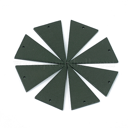 スプレー塗装木製ペンダント  三角形  ダークスレートグレー  49x30x2.5mm  穴：2mm WOOD-T017-01A-1