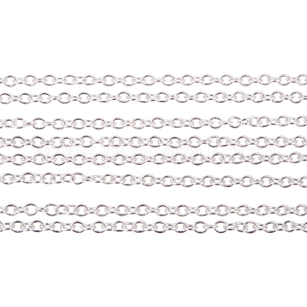 PandaHall Elite 5m Color-Keeping Brass Cross Chains Jewelry Making Chains 2x1.5x0.5mm CHC-PH0001-01S-NF-1