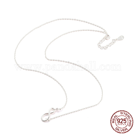 925 collar con colgante de infinito de plata de ley para mujer. NJEW-C019-01S-1