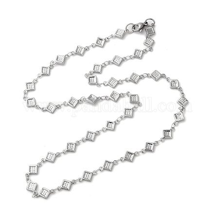 304のステンレス鋼菱形リンクチェーンネックレス  ステンレス鋼色  19.96インチ（50.7cm） NJEW-H019-03P-1