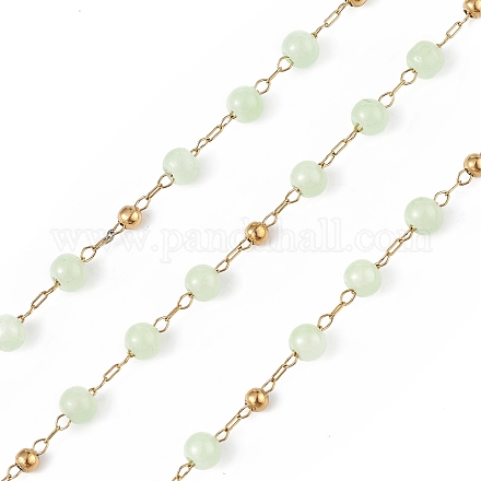 Chaîne de perles rondes en jade naturel teint CHS-C006-01E-1