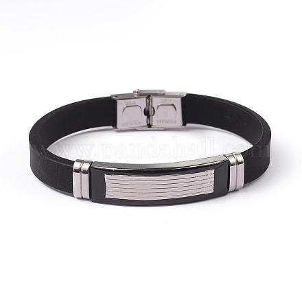 304 Stainless Steel Silicone Bracelets BJEW-O134-52B-1