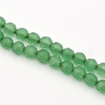 Faceted Round Natural Aventurine Beads Strands G-E302-077A-4mm-1