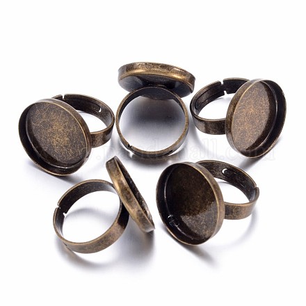 Bronce antiguo de cobre amarillo ajustable vástagos anillo de dedo X-KK-Q025-AB-1