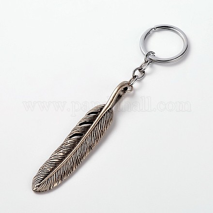 Retro Zinc Alloy Feather Pendant Iron Keychains Key Rings KEYC-A023-03AS-1