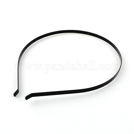 4.5mm Width Plain Black Half Round Face Iron Hair Bands OHAR-R072-02-1