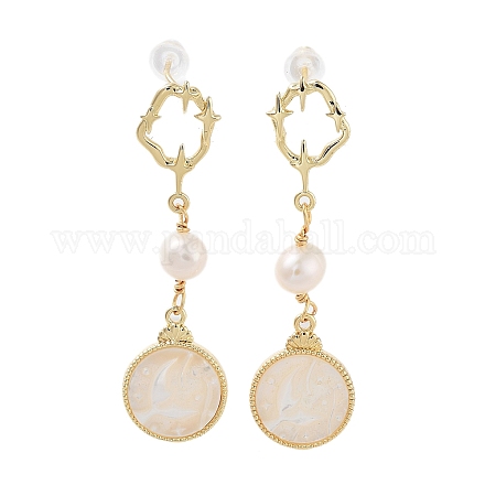 Boucles d'oreille en perles naturelles EJEW-P256-36G-1