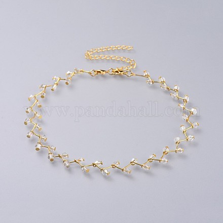 Colliers ras du cou en perles de verre NJEW-JN02500-01-1