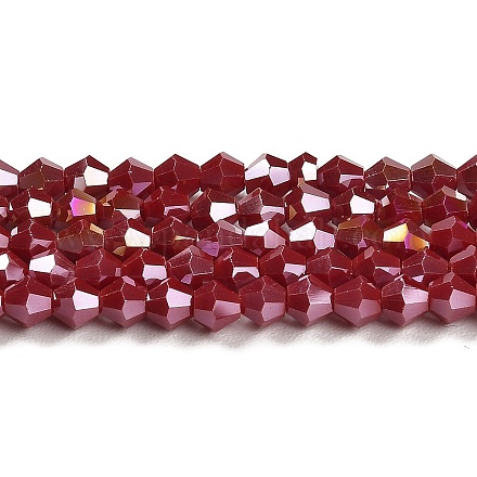 Brins de perles de verre galvanisées de couleur unie opaque GLAA-F029-P4mm-A01-1