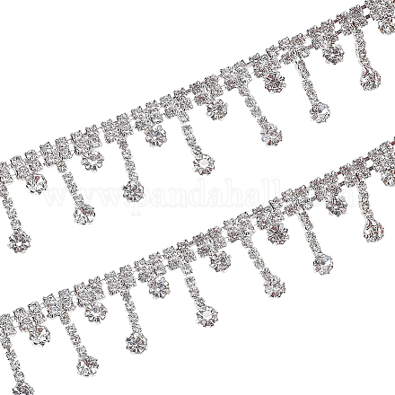 Benecreat 2 yarda borla de vidrio cadenas de rhinestone bling diamante cinta de adorno de diamante para decoración de vestidos de novia (rhinestone: 4x3.5 mm) FIND-BC0001-22-1