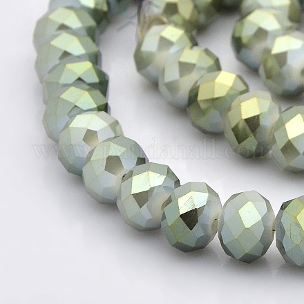 Full Rainbow Plated Faceted Rondelle Imitation Jade Glass Beads Strands GLAA-A024F-FR01-1