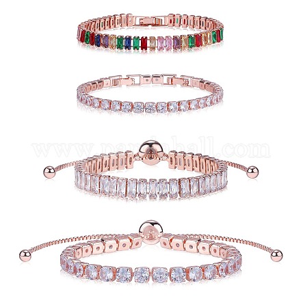 4 pièces 4 styles de bracelets de tennis en zircone cubique BJEW-SZ0002-66RG-1