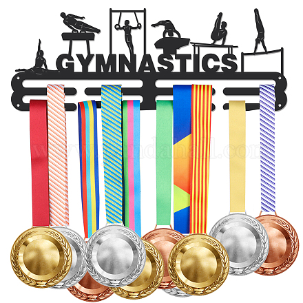 Superdant 男性体操メダルハンガーディスプレイ体操選手スポーツメダルディスプレイラック 40 + メダル用ウォールマウントリボンディスプレイホルダーラックハンガー装飾鉄フックアスリートプレーヤーへのギフト ODIS-WH0021-446-1