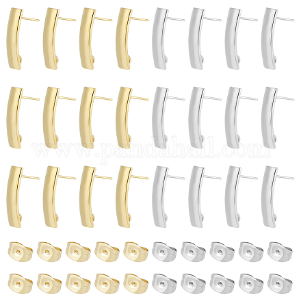 Unicraftale 60pcs 2 couleurs 304 accessoires de boucles d'oreilles en acier inoxydable STAS-UN0046-14-1