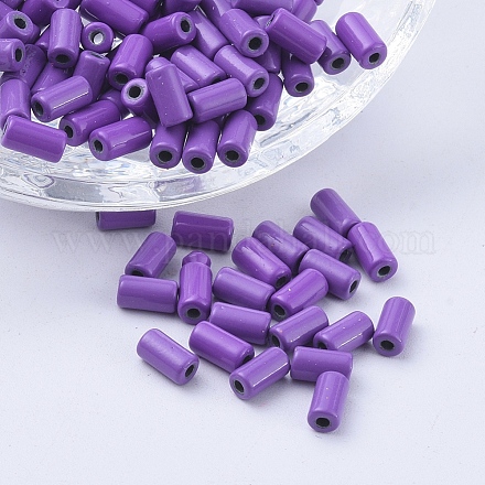 塗装合金ビーズをスプレー  チューブ  紫色のメディア  6x3mm  穴：1.2mm PALLOY-G268-N01-028-1